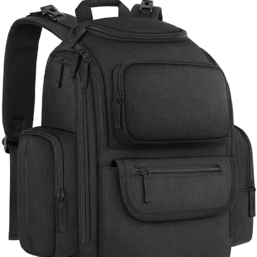 Mancro Diaper Bag Backpack, Multifunctional Dad Diaper Bag with 2 Side Insulated Pockets, Travel Water Resistant Baby Diaper Backpack for Men Women with Stroller Straps, Black