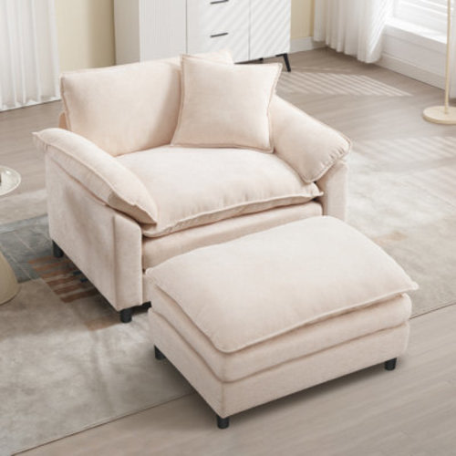 keylanta Chenille Oversized Accent Armchair With Ottoman & Reviews | Wayfair