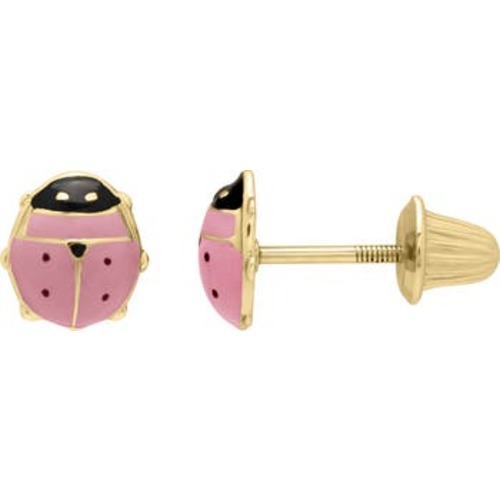 14K Gold Ladybug Stud Earrings