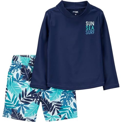 Simple Joys by Carter's Baby-Boys Swimsuit Trunk and Rashguard Set