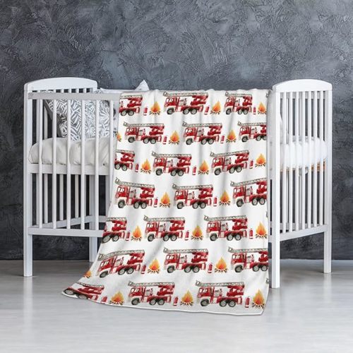 Fire Truck Fireman Baby Blanket Gifts Super Soft Swaddle Newborn Cozy Baby Receiving Blanket Stroller Throw Blanket for Crib 40x30 in forBaby/Puppy