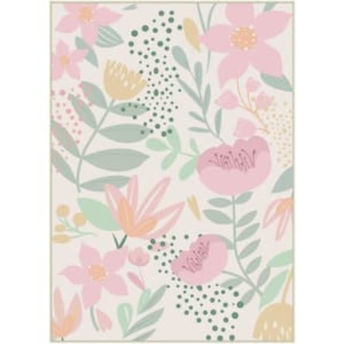 Childhood Beige 6 ft. x 9 ft. Floral Washable Area Rug