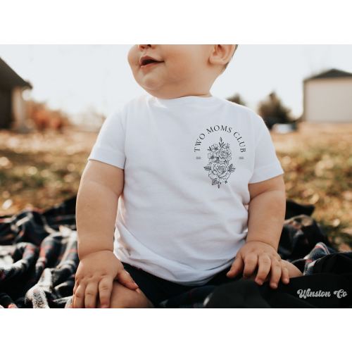 Two Moms Club Baby Bodysuit: LGBTQ+ Floral Pocket Design