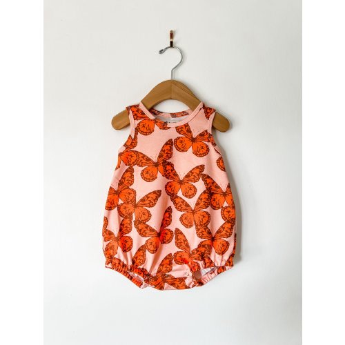 organic bubble romper // pink butterfly — Lola & Stella