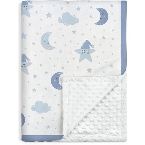 Star Baby Blanket 30 x 40 Inches for Boys Girls, Toddler Newborn Infant, Soft Plush Receiving Blanket with Dotted Back, Gifts for Christmas Birthday Baby Shower