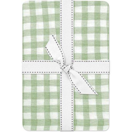 Butterblu Frankie Fitted Crib Sheet 100% Organic Cotton for Baby & Toddler Mattress, Breathable for Boys & Girls, Sage Check, One Size