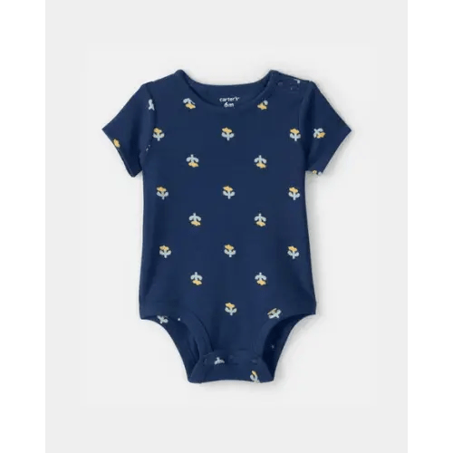 Baby Girl Floral Graphic Bodysuit - Blue | Carter's