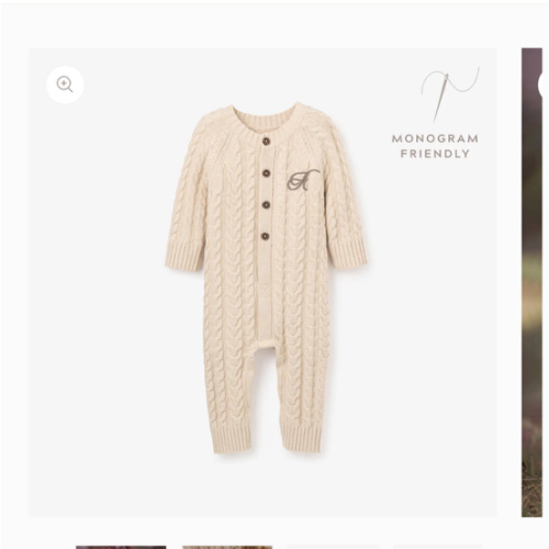 Wheat Horseshoe Cable Knit Baby Jumpsuit