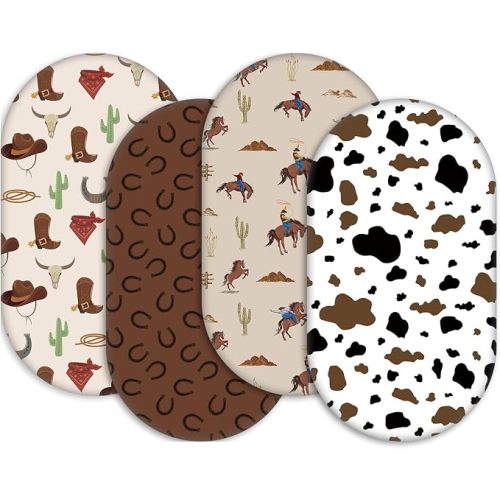 4 Pcs Western Bassinet Sheets for Boys, 32"x16"x3.9" Baby Mattress Covers
