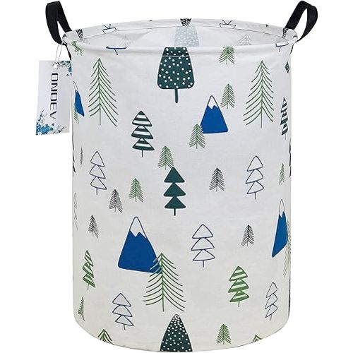 Round Foldable laundry basket with handle,gift basket,suitable for children's room and toy storage (Forest)