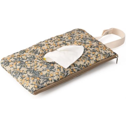 Portable Mommy Bag for Stroller, Refillable Floral Baby Wipe Holder Quilted Wipe Pouch with Lanyard for Casual Travel