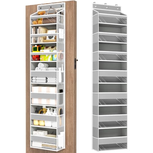 Over The Door Organizer, 7 Tier Door Hanging Organizers with 7 Large Pockets 12 Side Pockets, Behind Door Storage Hanging Shelves for Closet Bathroom Bedroom Nursery