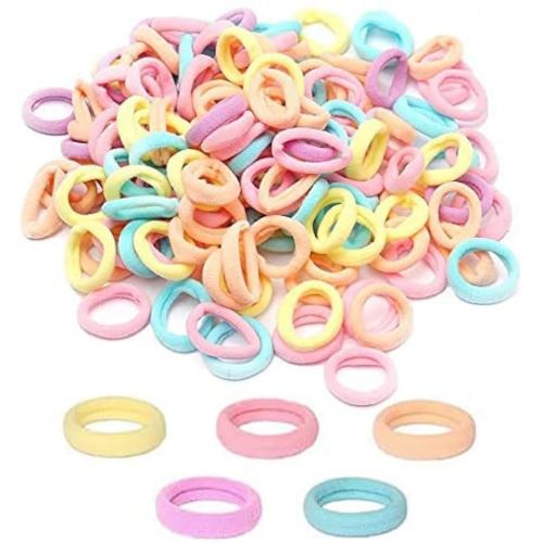 200Pcs Baby Hair Ties, Soft Cotton Toddler Hair Ties for Girls and Kids, 1 Inch Multicolor Seamless Hair Bands for Kids Girls Gifts