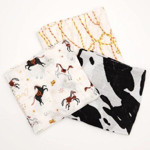 Muslin Swaddle 3 - Pack, Howdy Horse