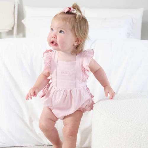 Personalized Cross Back Ruffle Bubble Romper