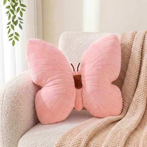 PEACH CAT Butterfly Pillow Decorative Butterfly Shaped Throw Pillows 15.7" x 15.7" Cute Plush Cushion Decor for Bedroom Living Room Sofa Couch Pink