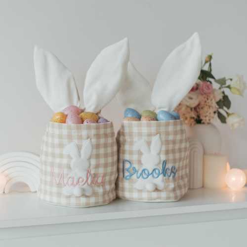 Personalized Easter Basket: Embroidered Bunny Bag, Kids Easter Egg Hunt