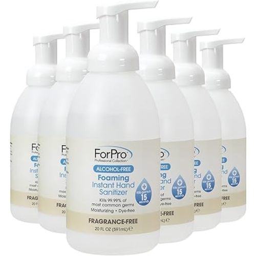 ForPro Alcohol-Free Foaming Instant Hand Sanitizer, 20 Fl Oz (Pack of 6) – Moisturizing, Dye-Free Formula, Fragrance Free