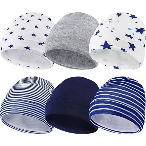 Newcotte 6 Pcs Preemie Baby Hats Cotton Preemie Caps Warm Newborn Beanie Premature Hat for Nicu Premature Baby Boy Girl