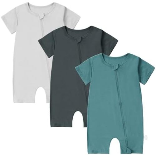 MICHLEY Bamboo Viscose Baby Pajamas 3 Pack, Two Way Zipper Bamboo Sleepers for Toddler, Newborn Sleeper & Baby Romper,Gift