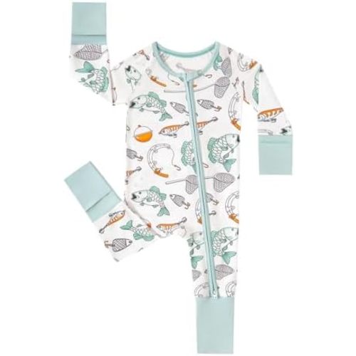 MOSSRIVER Bamboo Viscose Baby Footies with Mitten Cute Prints Long Sleeve Romper Jumpsuit Toddler One-Piece Outfits