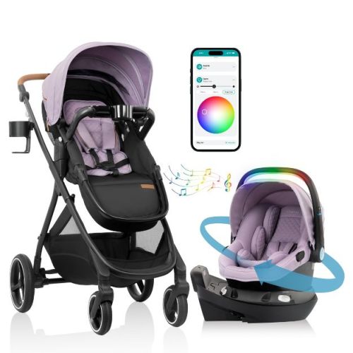Evenflo Gold Shyft Intuiti Travel System with Revolve LiteMax NXT Car Seat and Sensory Soothe - Agate Purple