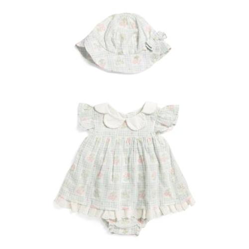 Newborn Girls 2pc Swiss Dot Printed Romper With Hat | Kids & Baby | TJ Maxx