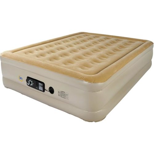 Serta Raised Air Mattress with Never Flat Pump | Luxury Inflatable Mattress with Built in Air Pump to Ensure a Good Night’s Rest | Heavy Duty Blow Up Mattress with Self Inflating Pump