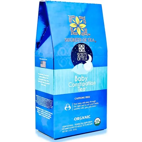 Secrets Of Tea Baby Constipation Relief Tea - Natural USDA Organic Caffeine Free - Tea for Baby Colic, Gas,And Acid Reflux - Up to 80 Servings -20 Count(1 Pack)