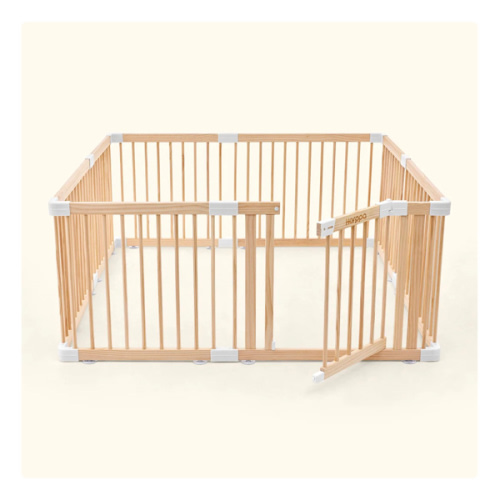 HARPPA Wooden Baby Gate Playpen | Non-Toxic Foldable DIY Adjustable Play Yard for Infants & Toddlers – Natural Finish Baby Fence for Small & Large Spaces
