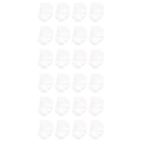 Luvable Friends Cotton Rich Baby Terry Socks 24-Pack, White, 0-6 Months