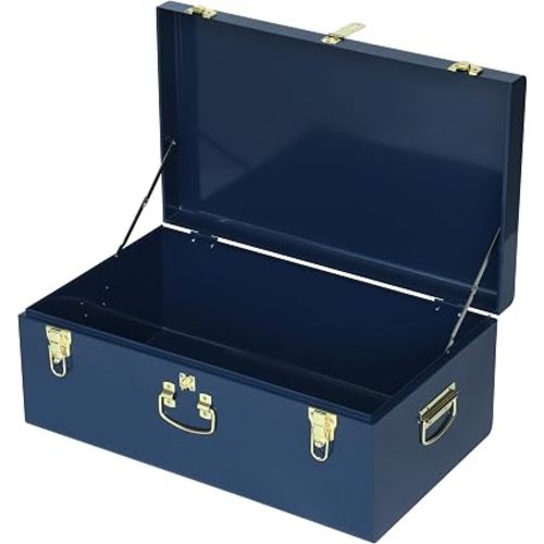 Vixdonos Large Metal Trunk Decorative Storage Box College Dorm Chest with Handle