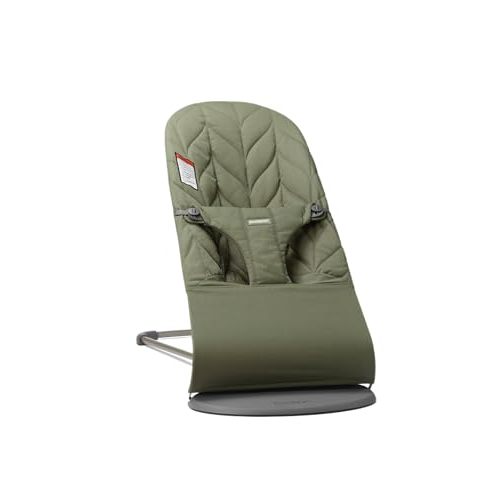 BabyBjrn Bouncer Bliss, Dark Green, Woven, Petal Quilt | 2-in-1 Adjustable Baby Bouncer Seat and Toddler Chair, Newborn to Toddler (8-29 lbs), 4 Positions, Lightweight & Portable