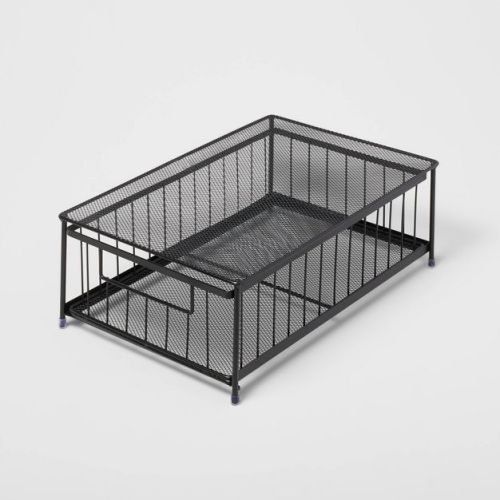 Small Stackable Slide Out Drawer Black - Brightroom™: Iron & Plastic, Rust-Resistant, No Assembly Required