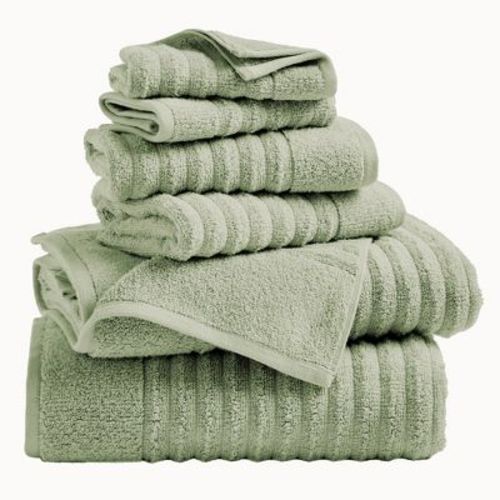 Luxury Cotton Ribbed Texture Towel Set - Great Bay Home (6 Piece Set, Eucalyptus)