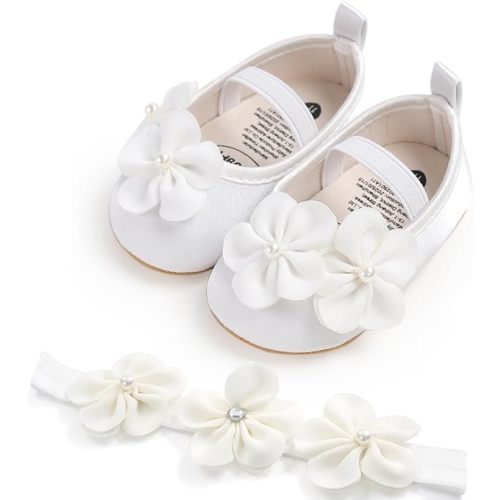 GDSDYM Baby Girls Mary Jane Flats with Bowknot Princess Wedding Dress Shoes Soft Newborn Infant Crib First Walker Prewalker