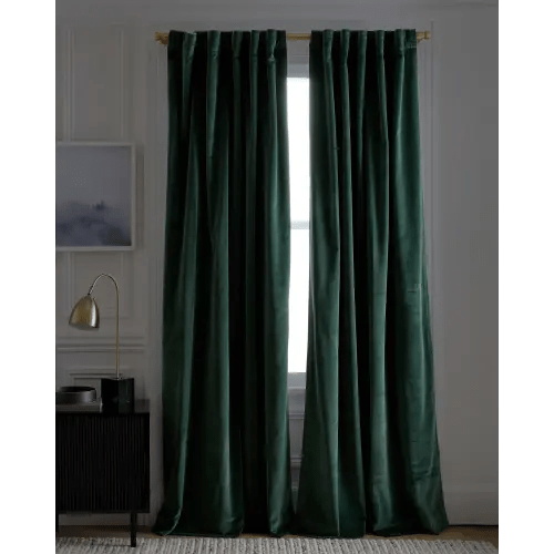 Cotton Velvet True Blackout Curtain in Spruce