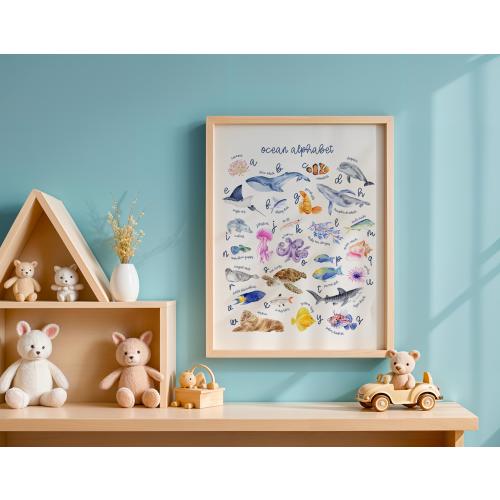 Ocean Alphabet, Ocean Nursery Decor, Under The Sea Alphabet, Under The Sea Nursery, Nautical Nursery, Ocean Classroom Decor, Ocean Wall Art
