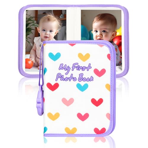 Baby Photo Book Holds 21 4x6 Photos, My First Photo Book for Baby or Toddlers, Love" Baby Photo Album Soft Cloth Family Book, Cute Book Gift for Babies Shower Newborns Family Photos(purple)