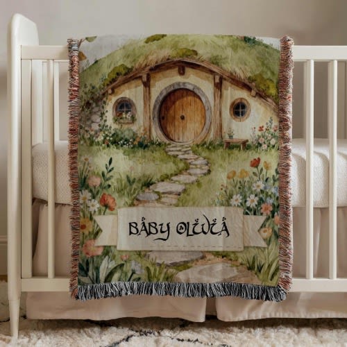 Personalized Fantasy Baby Blanket, Custom Bookish Nursery Throw, Baby Shower Gift, Woodland Newborn Decor