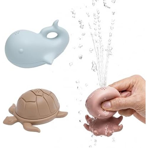 haakaa Ocean Squirter Baby Bath Toy- Mold Free Food Grade Silicone Bathtub Squirt Toys for Toddler 1-3, BPA-Free Squeeze Floating Bath Tub Toys for Babies & Infant 6-12 Monthst