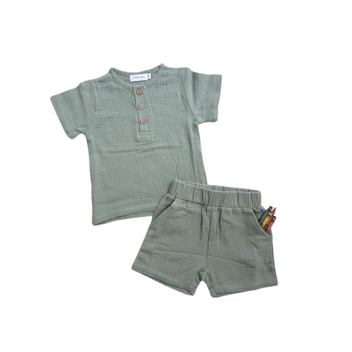 Breeze Organic Cotton Muslin Shirt & Short Set | Little Alii