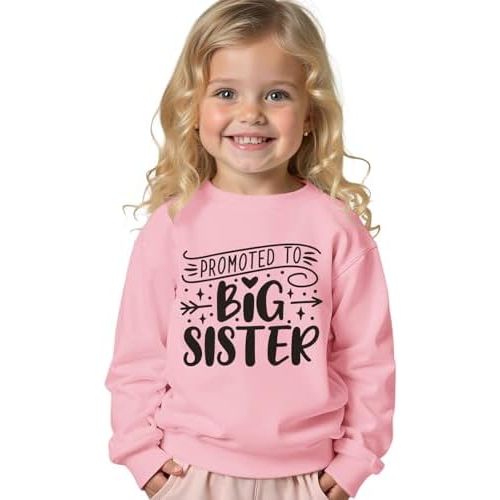 Promoted to Big Sister Sweatshirts Toddler Baby Girl Announcement Big Sis Pullover Crewneck Shirts Fall Tops Clothes