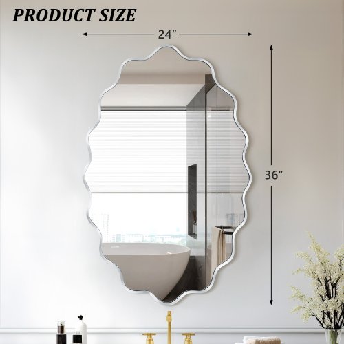 Oval Metal Framed Irregular Wavy Wall Mirror