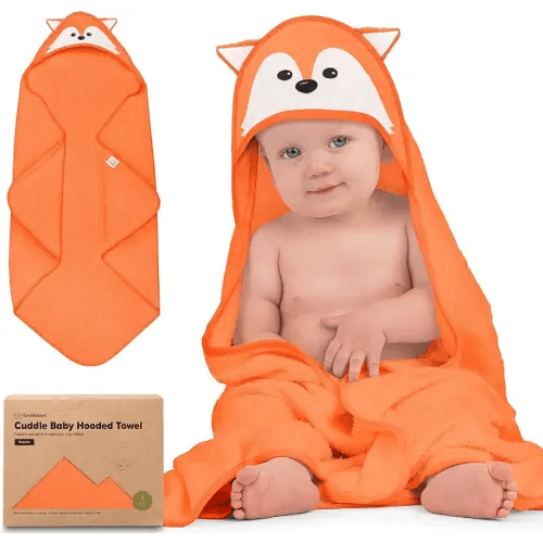 KeaBabies Hooded Baby Towel for Newborn, Baby Bath Towels (Fox, 35x35)