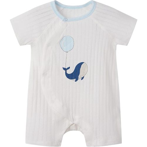 Organic Baby Romper Breathable Pointelle Newborn Bodysuit Natural Dye Short Sleeve Snap-Up Summer Outfit