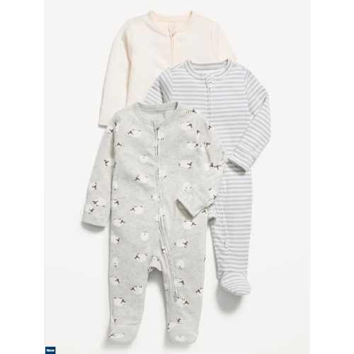 2-Way-Zip Sleep & Play Footed One-Piece 3-Pack for Baby