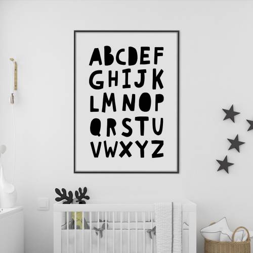 Nursery Print, Alphabet Nursery Wall Art, ABC Poster, Monochrome, Kids Wall Art, Kids Bedroom Decor, Scandi Nursery, Black and White