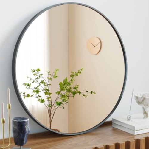 Bestier Round Mirror for Wall Decor, 30" Wall Mounted Circle Vanity Mirrors, Modern Decoration for Bathroom, Living Room, Entryway