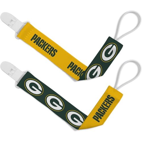 Masterpieces NFL Unisex-Baby 2-Pack Pacifier Clips - Green Bay Packers - One Size - Team Color
